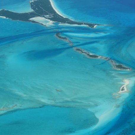 High altitude view of Highbourne Cay and Northern Exuma Cays 