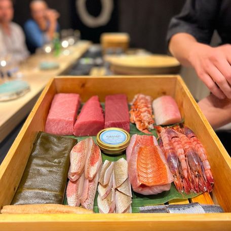Selection of fresh fish to be used for the sushi 
