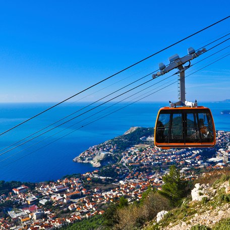 Cable car in Croatia boasting views of the sea