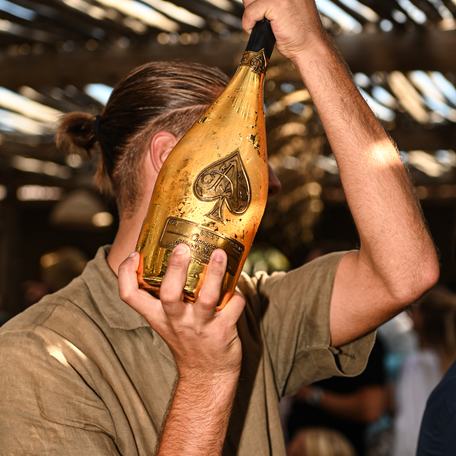Champagne bottle at Verde Beach beach club