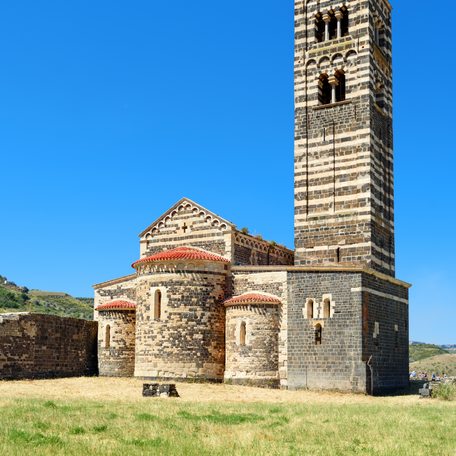 Overview of the exteriors of the Church of the Holy Trinity Saccargia