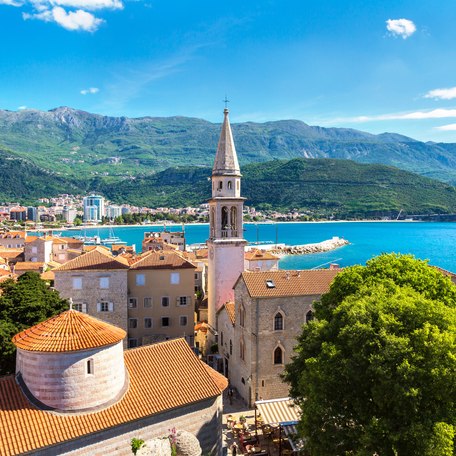 Elevated view of Budva, Montenegro