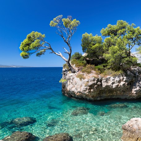 A rock formation in the waters of the Dalmation Coast in Croatia