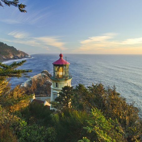 A lighthouse overlooking the Pacific Northwest