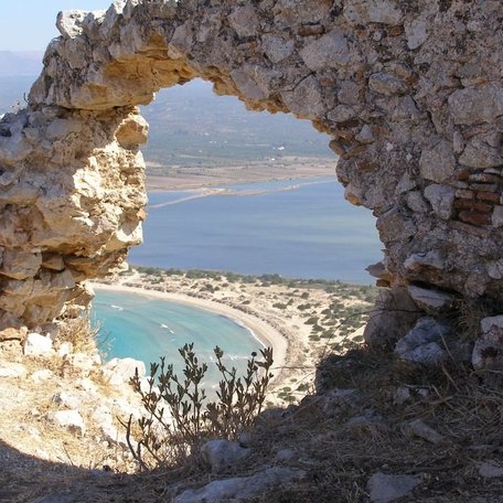 View of Voidokilia Bay from the castle's ancient ruins 