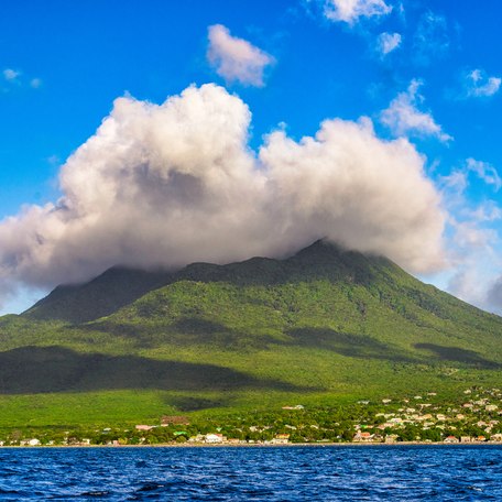 An active volcano in the Caribbean