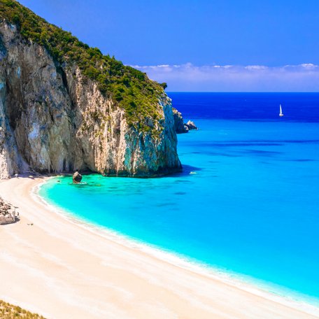 A deserted sandy beach in Greece