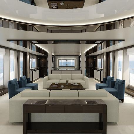 Overview of the upper salon onboard charter yacht SONISHI
