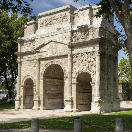 Historic Arc de triumph in Orange city, South France