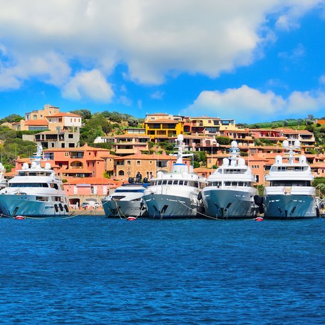 Motor yacht charters at anchor in Sardinia