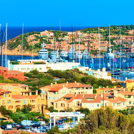 Elevated view looking out over the coastline of Sardinia