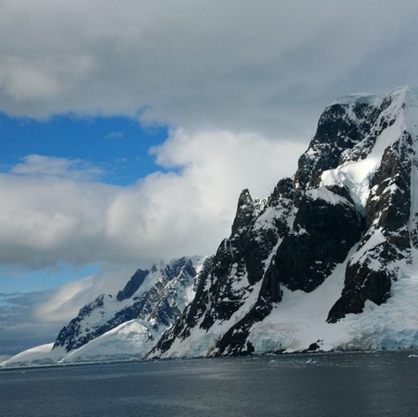 Mountains covered with ice in Antarctica