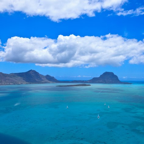 View on Mauritius coast and surrounding sea 