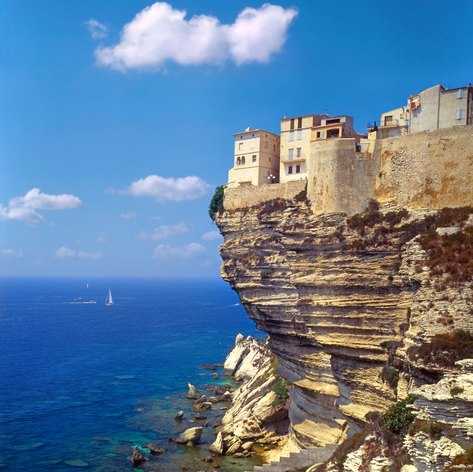 Buildings of Bonifacio Perched on the Corsican Cliffs