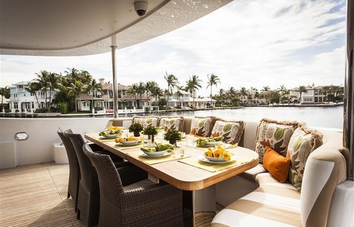 Aft deck al fresco dining table