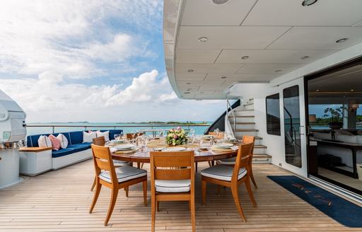 Charter yacht ALTA exterior dining area