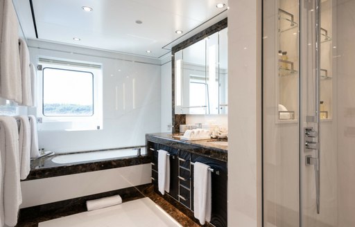 Ensuite attached to the master cabin onboard charter yacht STARBURST IV