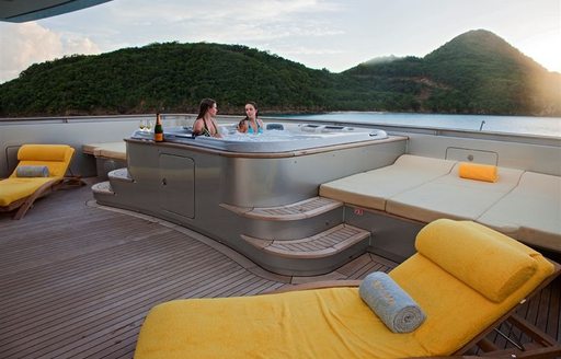 Spectacular views from charter yacht EXUMA's Jacuzzi