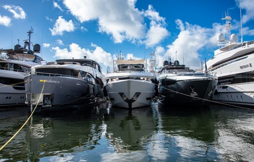 Motor yacht charters berthed at FLIBS