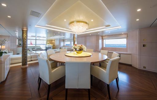 Charter yacht ROMA interior dining area