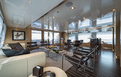 main salon on superyacht arbema