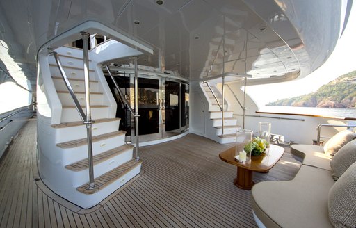 seating area of superyacht lady g ii