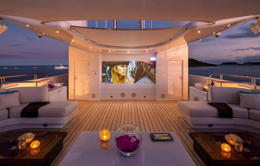 Charter yacht SIREN exterior cinema