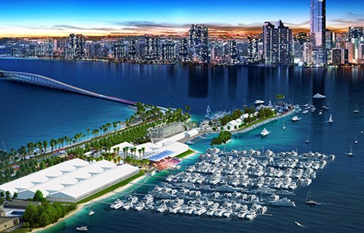 a stunning view of the miami yacht show