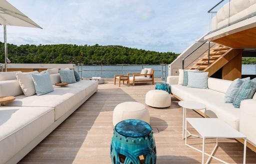 Charter yacht LA LA LAND exterior seating area