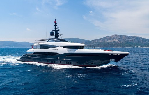 Superyacht charter STARBURST III underway, surrounded by sea