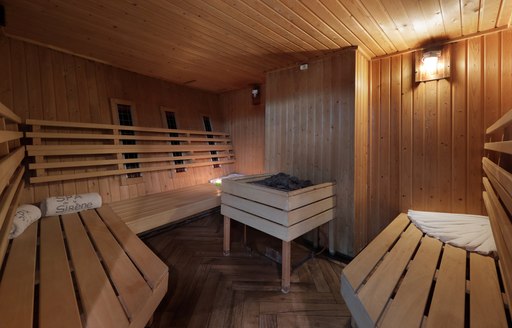 sauna onboard luxury charter yacht SHEREKHAN