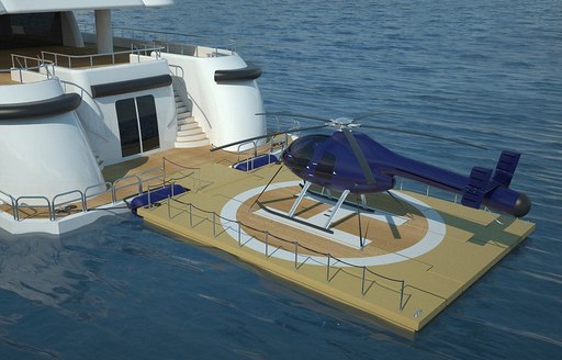 floating island could be used as helipad on charter yachts