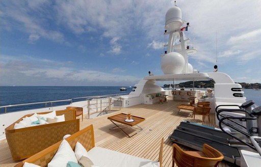 lounging options available on sundeck of motor yacht HANIKON 