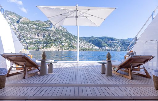 Charter yacht LUNA swim platform and two loungers