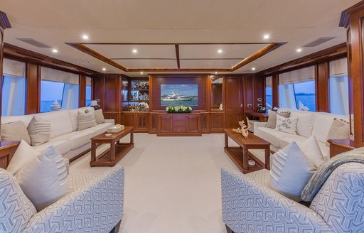 Main salon on board charter yacht NAMASTE