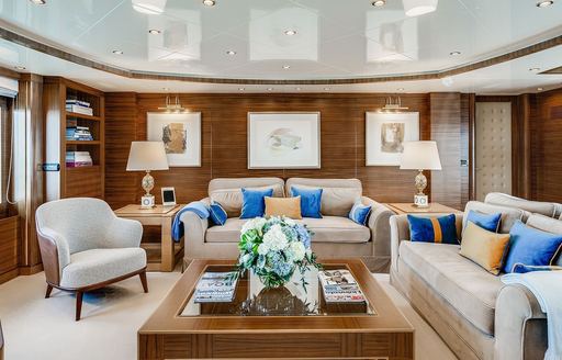 Lounge area onboard charter yacht OCEANOS