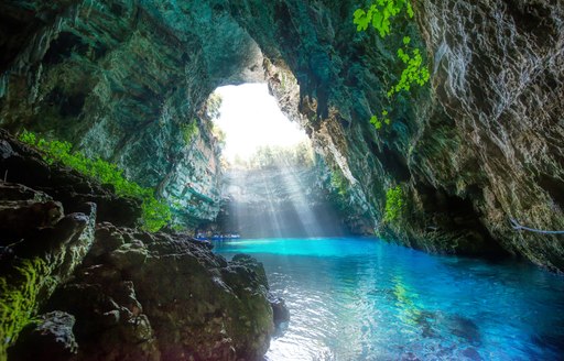 Beautiful Melissani Cave in Kefalonia, Greece