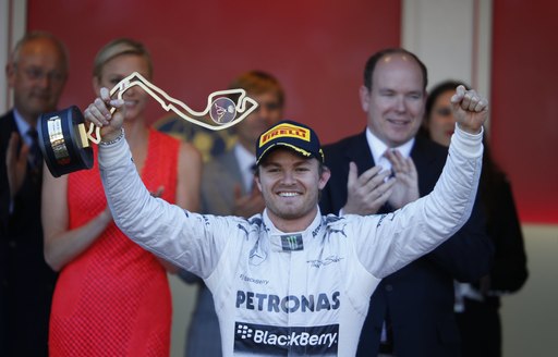 Nico Roseberg at prize giving ceremony at the Monaco Grand Prix