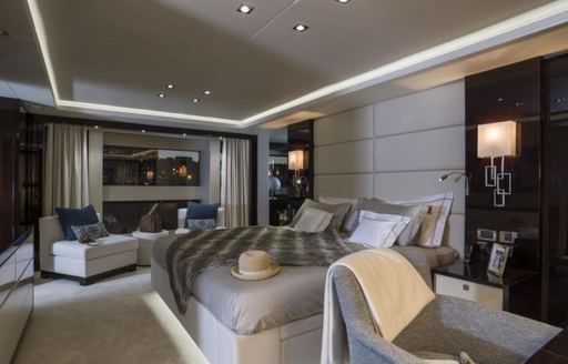 One of the guest cabins featured on board charter yacht SESAME