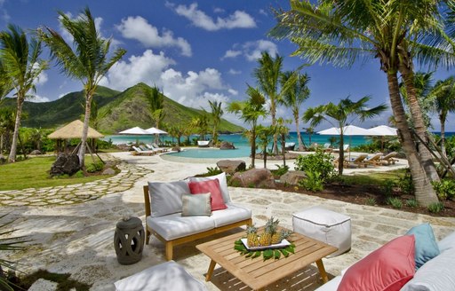 seating area at new Christophe Marina in st kitts