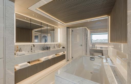 Charter yacht LASATA ensuite with large sink unit and bath