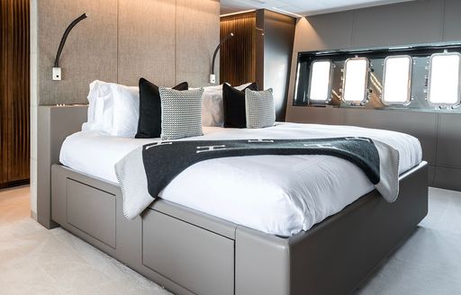 Master cabin onboard charter yacht BEACHOUSE