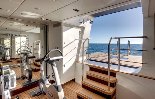 waterside gymnasium aboard charter yacht VERTIGO  