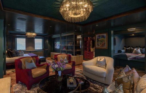 Charter yacht PINK SHADOW interior lounge area