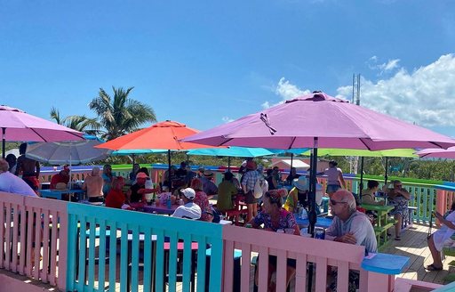 Brightly-colored alfresco area at Nipper's