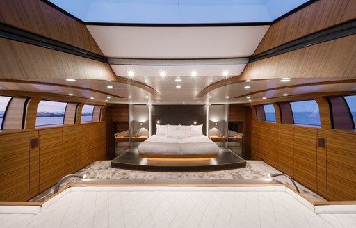 contemporary styled master suite aboard motor yacht Silver Fast