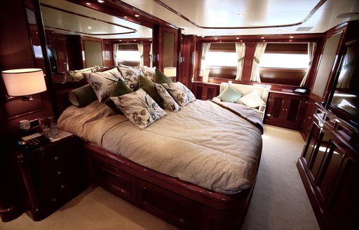 elegant master suite on board motor yacht DXB 