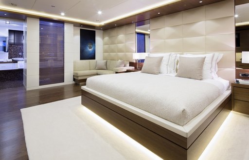 Master cabin on board charter yacht GHOST III