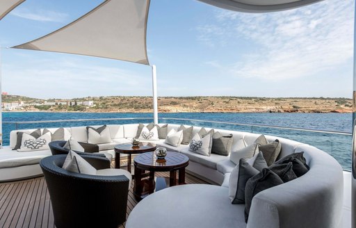 Alfresco lounge area onboard charter yacht TALISMAN C