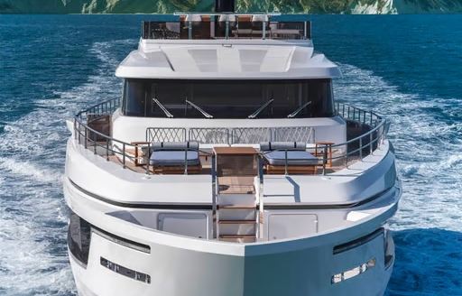 Charter yacht TWINS bow at sea